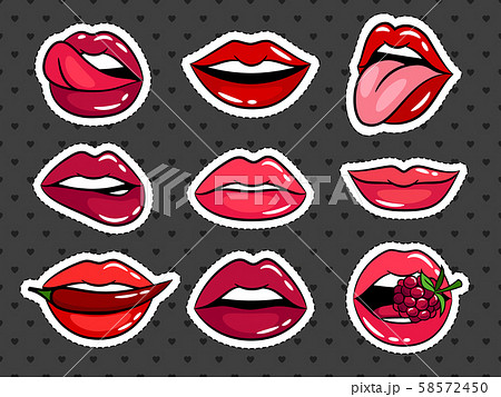 Female Lips Stickers Setのイラスト素材