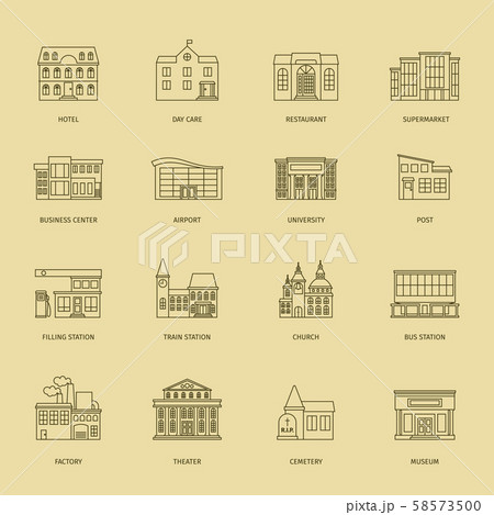 Outline town houses illustration 58573500