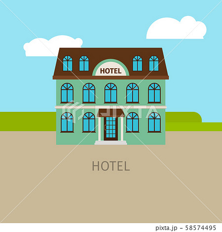 Colored urban hotel building 58574495