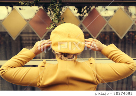 A fashionably dressed woman in the trendy colors of the fall 58574693