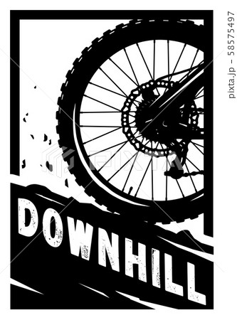 Downhill, Mountain bike banner, t-shirt print design. Vector illustration. Downhill, Mountain bike banner, t-shirt print design. Vector illustration. 58575497