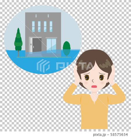 悲哀的女人淹沒了房子 58575634