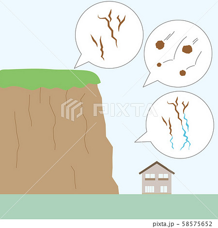 ３つの崖崩れの前兆のイラスト素材