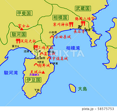 相模国 伊豆国 地図のイラスト素材