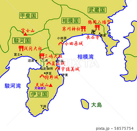 相模国 伊豆国 地図のイラスト素材