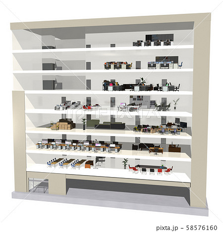 オフィスビル 断面図のイラスト素材