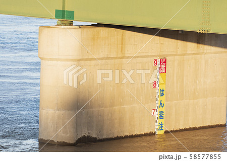 水位計 はん濫 危険 濁流 大雨 吉田川 水位計 はん濫 危険 濁流 大雨 吉田川 58577855