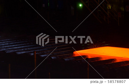 Hot steel plate on conveyor Hot steel plate on conveyor 58578807