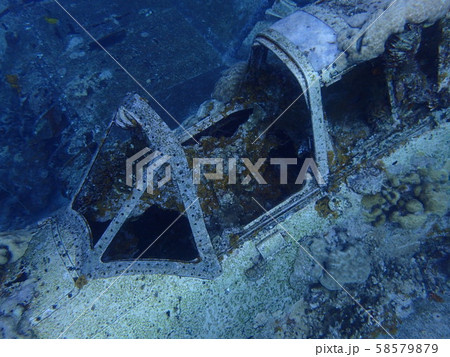 パラオの海底に眠る零式水上偵察機のコックピット 58579879