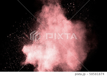 Abstract pink powder explosion on black background. Freeze motion of light pink dust splashing. Abstract pink powder explosion on black background. Freeze motion of light pink dust splashing. 58581874