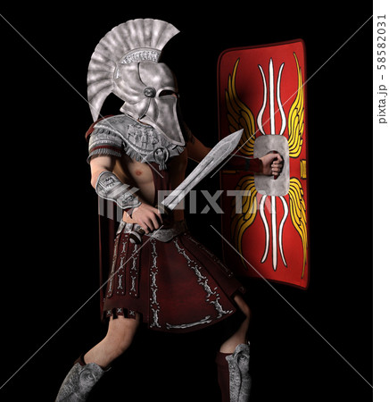 Praetorian guard in ancient Rome against a black background 58582031