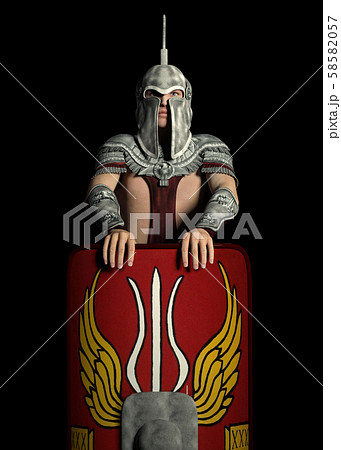 Praetorian guard in ancient Rome against a black background 58582057