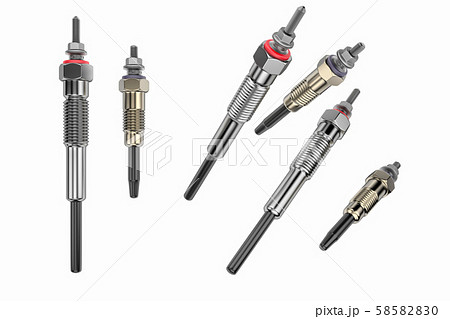 Two types of glow plug on a white background. 3d rendering 58582830