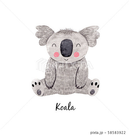 Cute watercolor australian baby koala bear illustration for children print 58583922