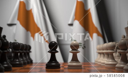 Chess game against flags of Cyprus. Political competition related 3D rendering Chess game against flags of Cyprus. Political competition related 3D rendering 58585008