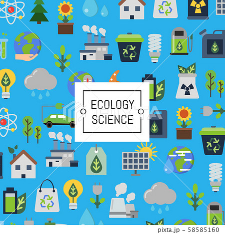 Vector background with ecology flat icons 58585160