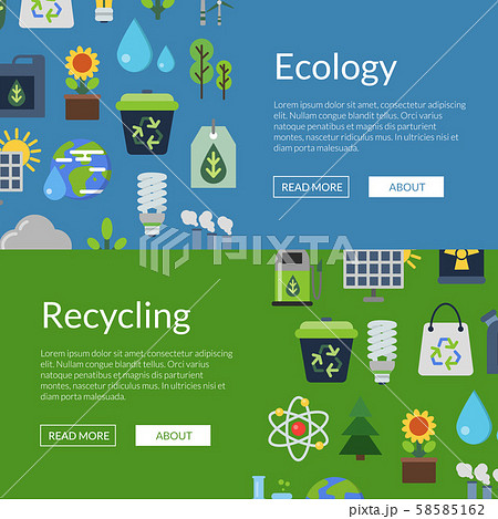 Vector banners illustration with ecology flat icons 58585162