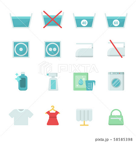 Dry cleaning symbols. Various washing vector icon set 58585398