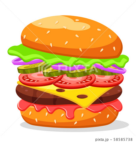 Burger with fried cutlet vegetables and cabbage 58585738