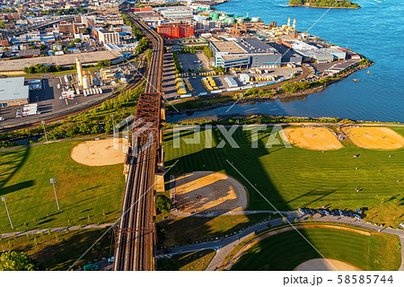 Aerial view of the Hell Gate Bridge in New York City Aerial view of the Hell Gate Bridge in New York City 58585744