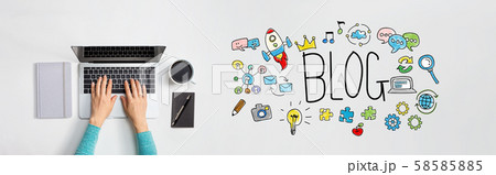 Blog with person using laptop Blog with person using laptop 58585885