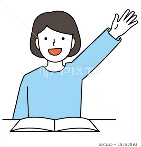 手をあげる女の子のイラスト素材