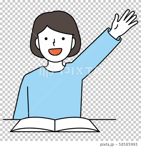 手をあげる女の子のイラスト素材