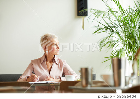 Mature businesswoman working at office 58586404