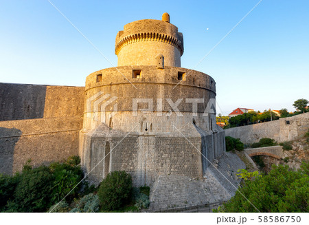 Dubrovnik. Old city walls and towers in the early morning. Dubrovnik. Old city walls and towers in the early morning. 58586750