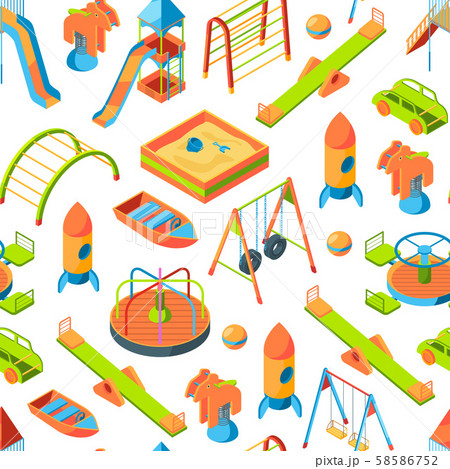 Vector isometric playground objects background or pattern illustration 58586752