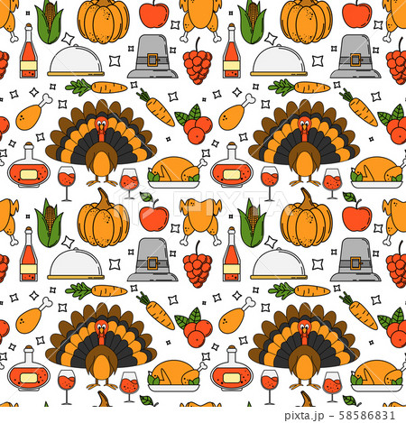 Thanksgiving seamless pattern. illustration for fabric and wallpaper design. Thanksgiving seamless pattern. illustration for fabric and wallpaper design. 58586831