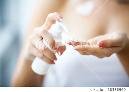 Hand Skin Care. Close Up Of Female Hands Holding Cream Tube, Beautiful Woman Hands With Natural Hand Skin Care. Close Up Of Female Hands Holding Cream Tube, Beautiful Woman Hands With Natural 58586969