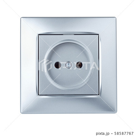 Front view of silver electric outlet 58587767
