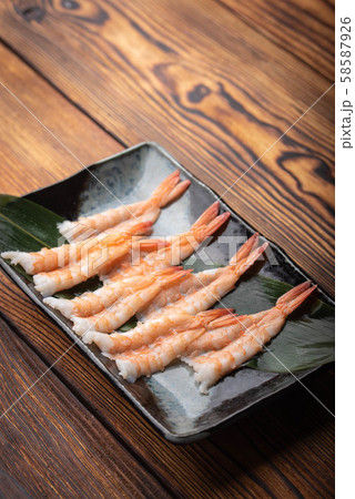 steamed shrimp for japanese sushi 58587926