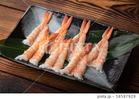 steamed shrimp for japanese sushi 58587929