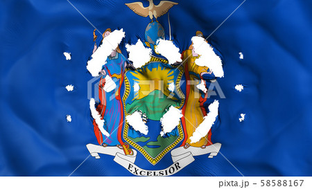 New York state flag with a small holes 58588167
