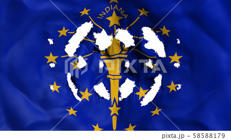 Indiana state flag with a small holes Indiana state flag with a small holes 58588179