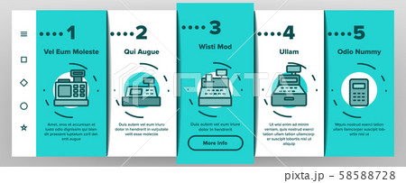 Cashier Equipment Onboarding Icons Set Vector 58588728