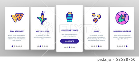 Corn Food Onboarding Icons Set Vector Corn Food Onboarding Icons Set Vector 58588750