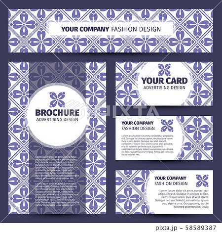 Blue floral pattern corporate identity design 58589387