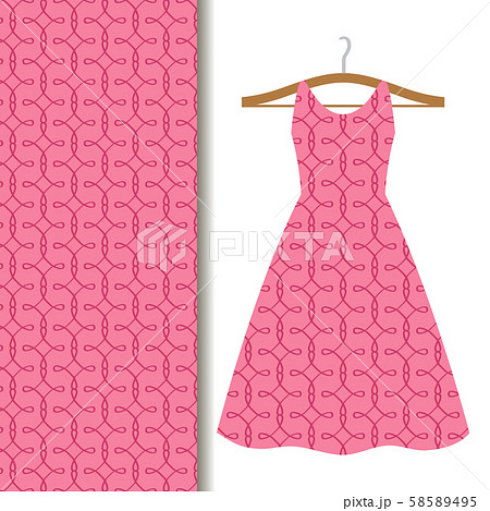 Women dress fabric pink geometric pattern 58589495