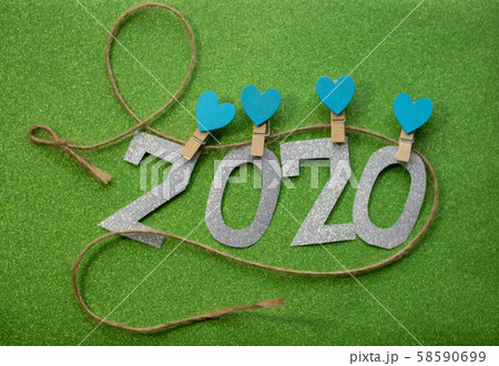 rat in a New Year's decor. Symbol of the year 2020 is a rat. 58590699