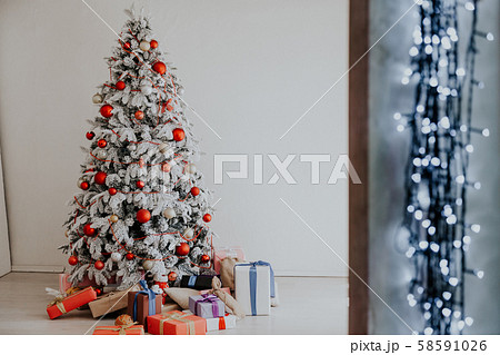Christmas new year tree holiday winter gifts decorations background Christmas new year tree holiday winter gifts decorations background 58591026