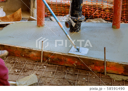 Installed sidewalk borders with concrete renewal Installed sidewalk borders with concrete renewal 58591490