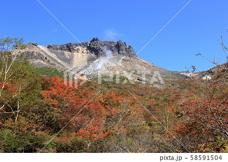 秋の紅葉の那須岳 ( 姥ヶ平からの茶臼岳 ) 秋の紅葉の那須岳 ( 姥ヶ平からの茶臼岳 ) 58591504
