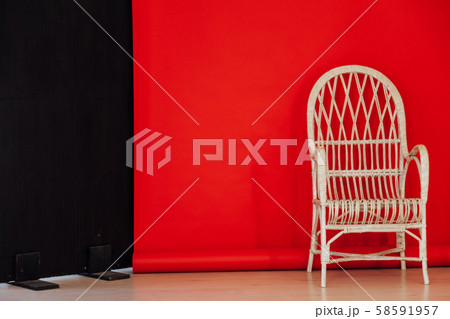red black background room and one chair 58591957