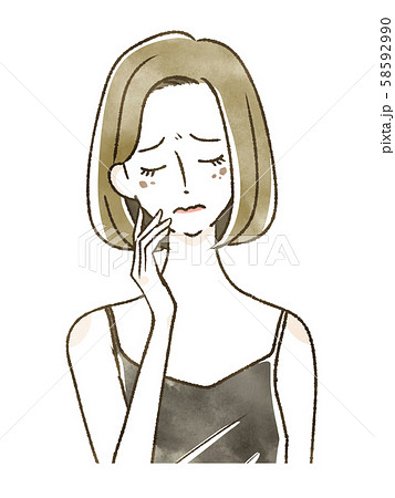 シミに悩む女性のイラスト素材