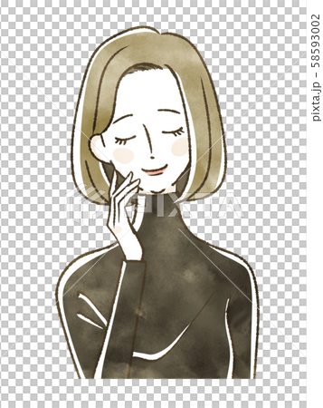 一個女人閉著眼睛微笑 一個女人閉著眼睛微笑 58593002