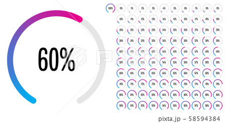 Set of circular sector percentage diagrams from 0 to 100 58594384