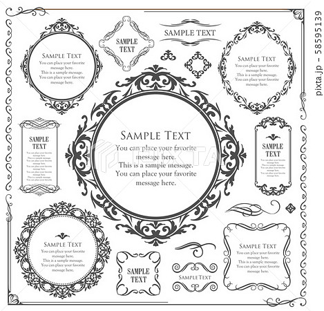 装飾デザイン 美しい額 フレームデザイン テンプレート アンティーク ビンテージ ラグジュアリーのイラスト素材
